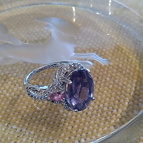 Colleen Lopez 6.79 Fluorite and pink sapphire ring - Picture 2 of 6